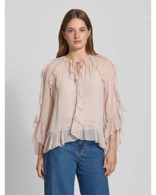 Marc Cain Natural Bluse aus Viskose mit Volants