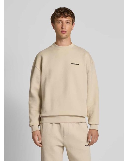 PEGADOR Oversized Sweatshirt mit Logo-Stitching und Rundhalsausschnitt in Natural für Herren