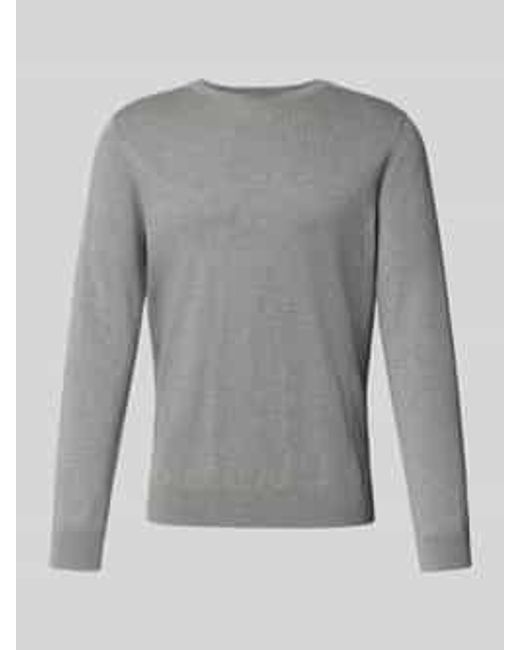 SELECTED Regular Fit Gebreide Pullover Van Puur Katoen, Model 'Berg' in het Gray voor heren
