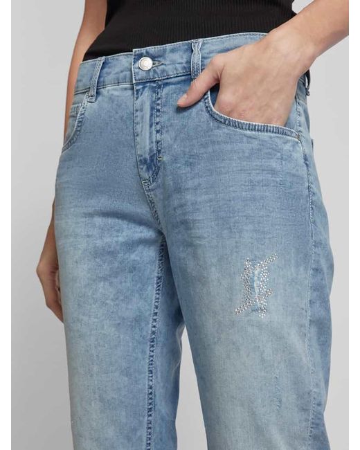 ANGELS Blue Boyfriend Jeans im Destroyed-Look mit Ziersteinbesatz