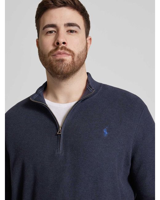 Ralph Lauren Plus Size Gebreide Pullover Met Schipperskraag in het Blue voor heren