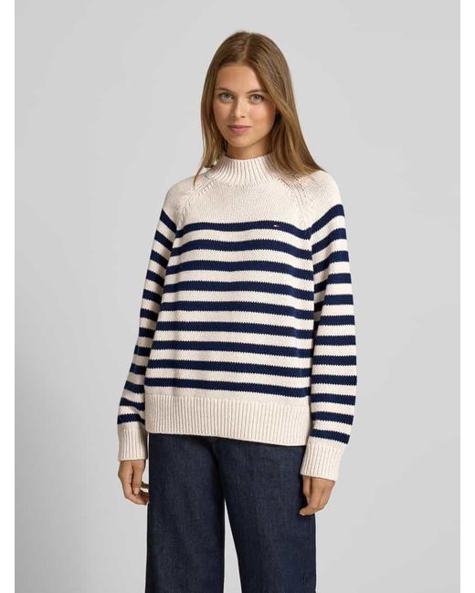 Tommy Hilfiger Blue Loose Fit Strickpullover aus reiner Baumwolle