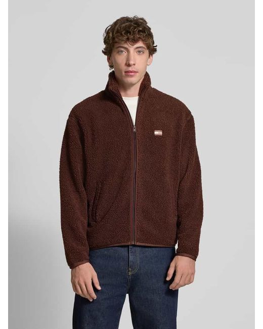 Tommy Hilfiger Regular Fit Teddyfell-Jacke mit Label Stitching in Brown für Herren