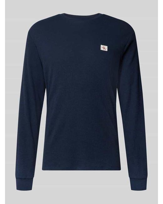 Calvin Klein Longsleeve mit Strukturmuster in Blue für Herren