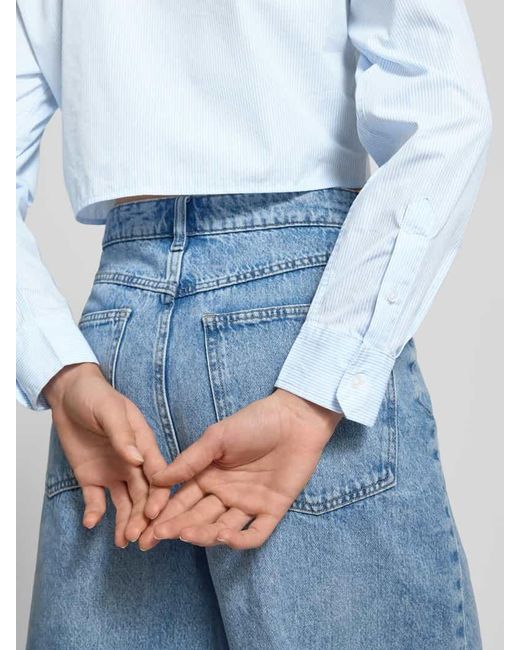 Tommy Hilfiger Blue Cropped Fit Hemdbluse aus reiner Baumwolle
