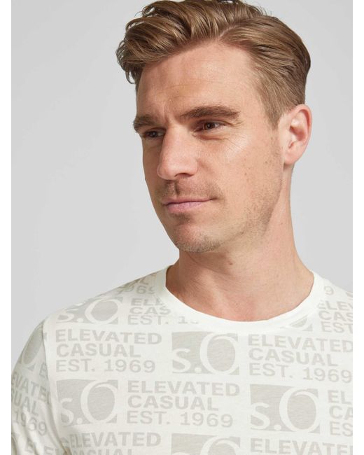 S.oliver T-Shirt mit Allover-Label-Print in White für Herren