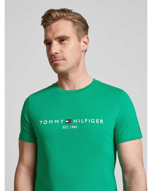 Tommy Hilfiger T-Shirt mit Label-Print in Green für Herren