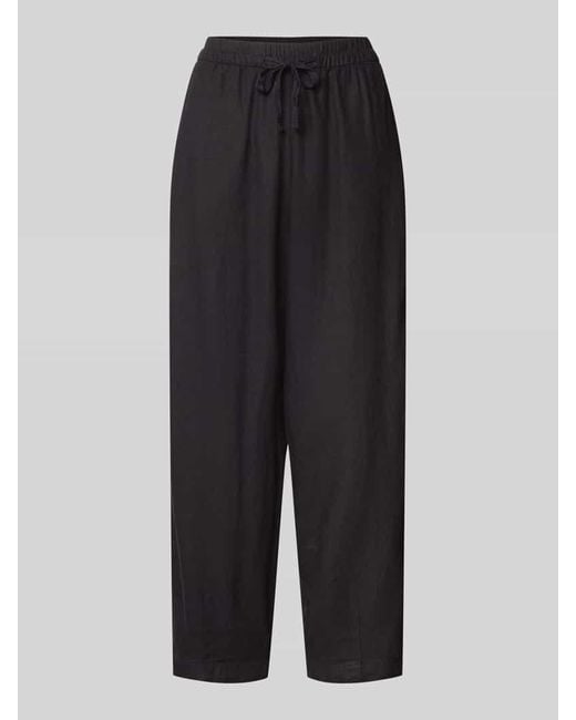 Ichi Black Stoffhose aus Leinen-Viskose-Mix mit elastischem Bund