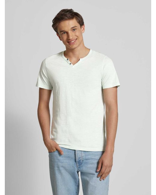 Jack & Jones T-Shirt mit V-Ausschnitt Modell 'SPLIT' in White für Herren