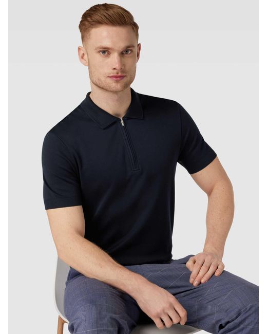 Windsor. Regular Fit Poloshirt Met Labeldetail in het Blue voor heren