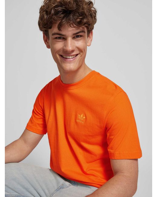 Adidas Originals T-Shirt Met Labelstitching, Model 'Trefoil' in het Orange voor heren