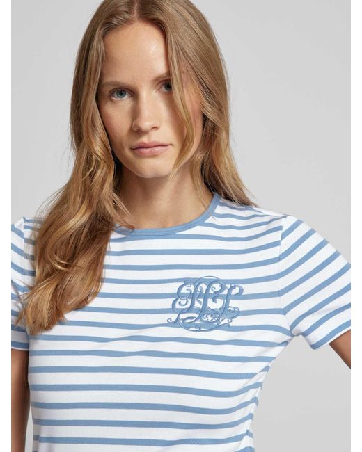 Lauren by Ralph Lauren T-shirt Met Logostitching in het Blue