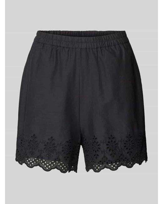 ONLY Black Shorts mit Lochstickerei Modell 'LOU'