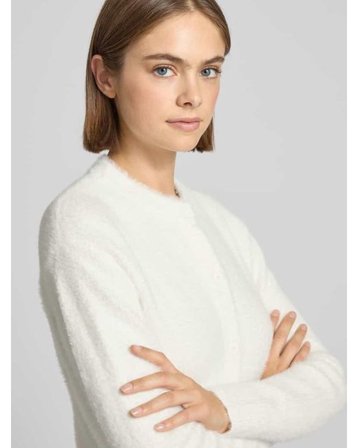 HUGO White Regular Fit Strickjacke mit Label Stitching Modell 'SFURRY'