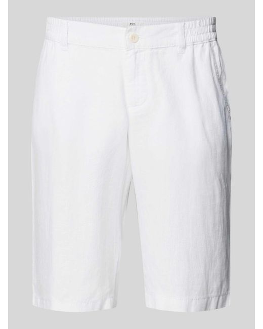 Brax Regular Fit Leinenbermudas mit elastischem Bund Modell 'BALU' in White für Herren