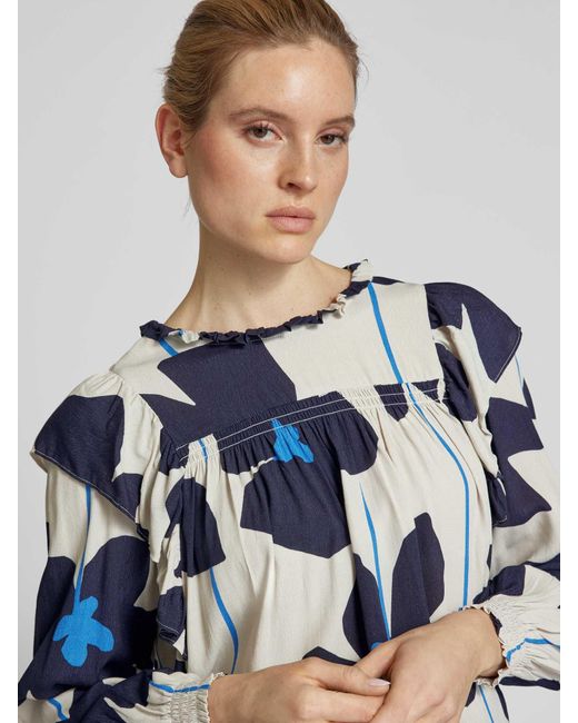 Ouí Relaxed Fit Blouse Met Ballonmouwen in het Blue