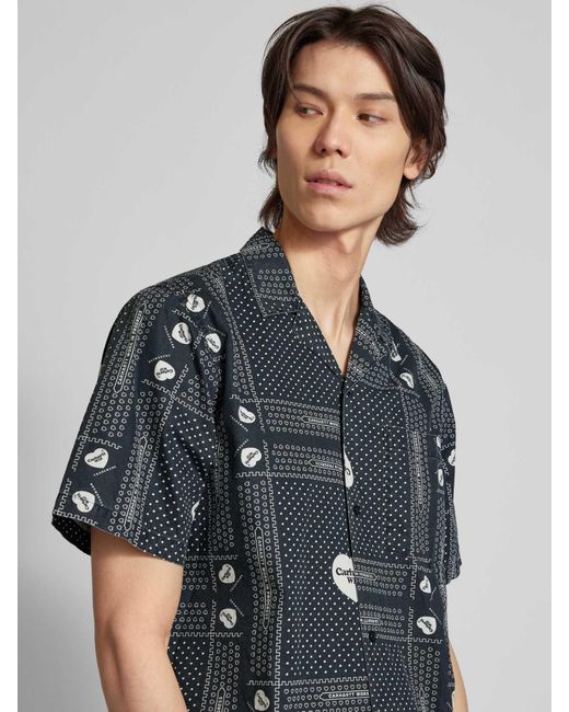 Carhartt Freizeithemd mit Allover-Print Modell 'HEART BANDANA' in Black für Herren