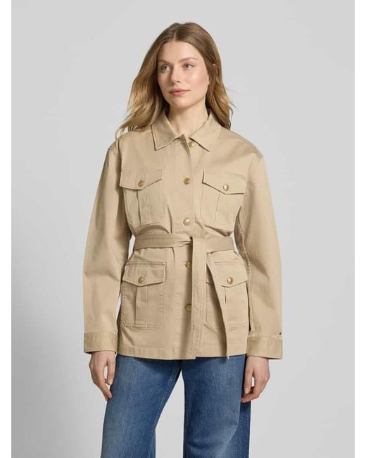 Tommy Hilfiger Natural Regular Fit Hemdjacke mit goldfarbenen Knöpfen
