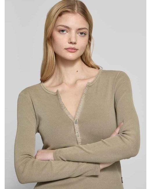 G-Star Natural Longsleeve mit V-Ausschnitt