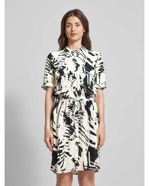 Comma, White Knielanges Hemdblusenkleid mit Allover-Muster