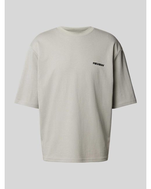 Review T-shirt Met Labeldetail in het White voor heren