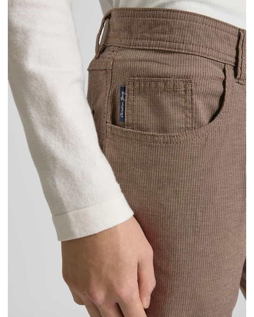 Christian Berg Men Tapered Fit Chino mit Strukturmuster in Natural für Herren