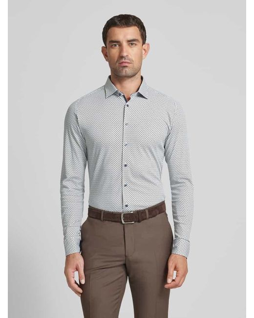 DESOTO Slim Fit Business-Hemd mit Allover-Muster in Gray für Herren