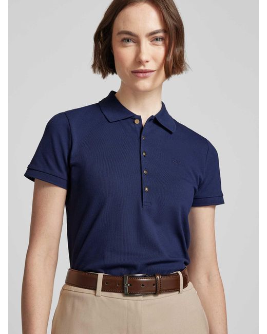 Lauren by Ralph Lauren Slim Fit Poloshirt Met Logostitching in het Blue