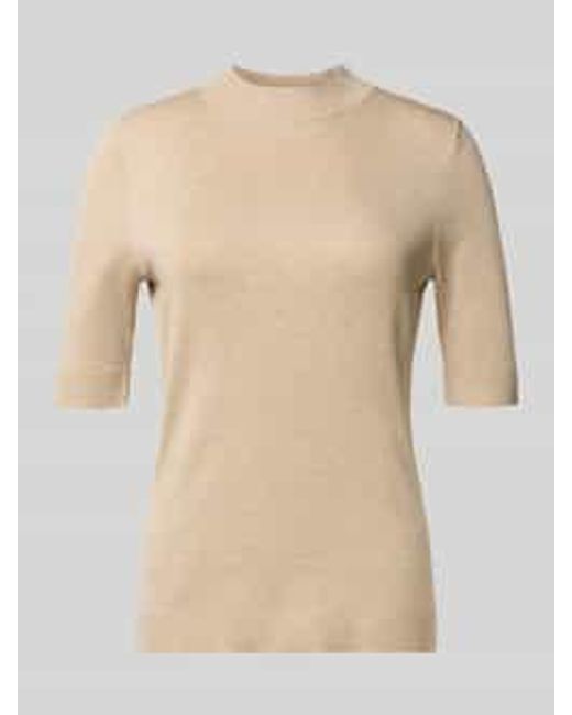 Comma, Gebreide Pullover Van Viscosemix Met 1/2-Mouwen in het Natural