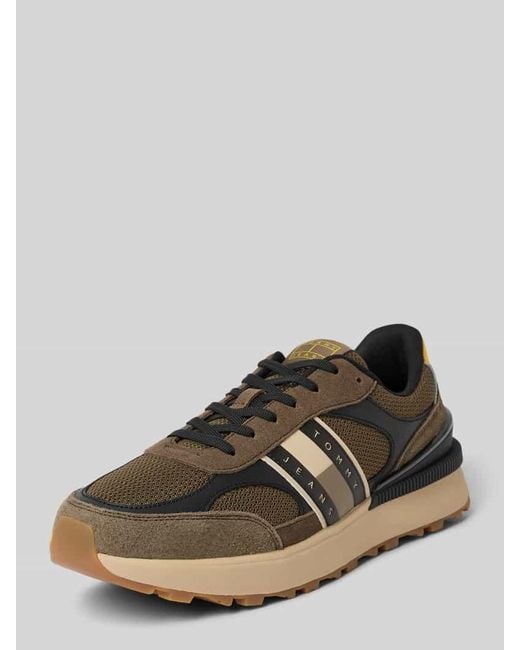 Tommy Hilfiger Low Top Sneaker aus Leder-Mix in Brown für Herren