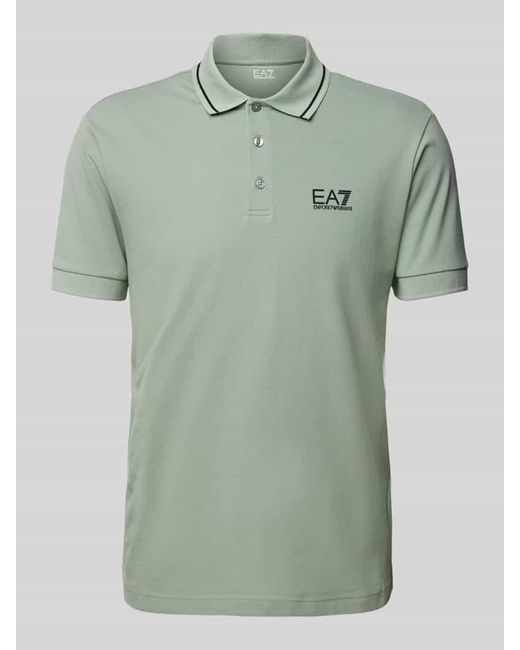 EA7 Regular Fit Poloshirt mit Label-Print Modell 'TRAIN CORE' in Green für Herren