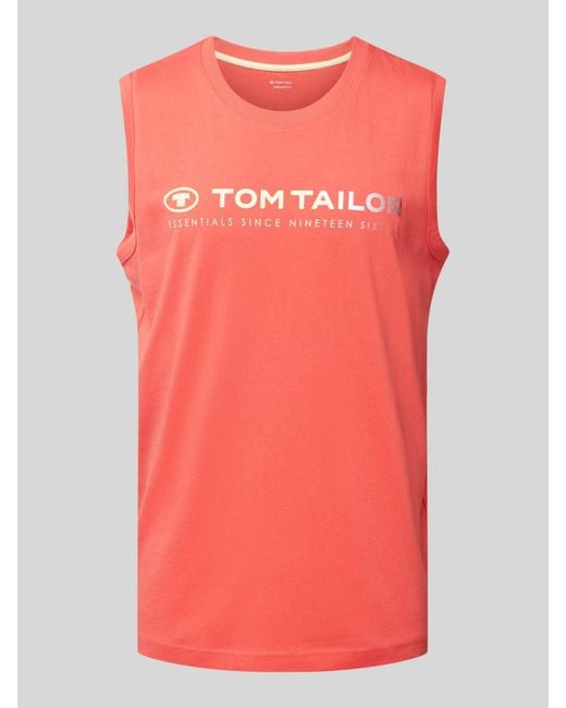 Tom Tailor Tanktop mit Label-Print in Pink für Herren