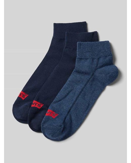 Levi's Socken mit Label-Detail Modell 'MID CUT BATWING LOGO' im 3er-Pack in Blue für Herren