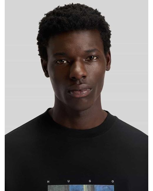 HUGO Relaxed Fit T-Shirt aus reiner Baumwolle in Black für Herren