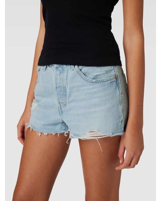 Levi's Blue Jeansshorts im Used-Look