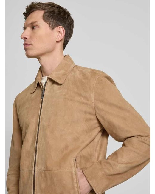Strellson Lederblouson mit Reißverschlusstaschen Modell 'CHADRON' in Natural für Herren
