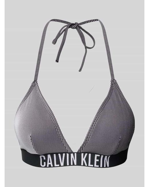 Calvin Klein Gray Bikini-Oberteil mit elastischem Label-Bund