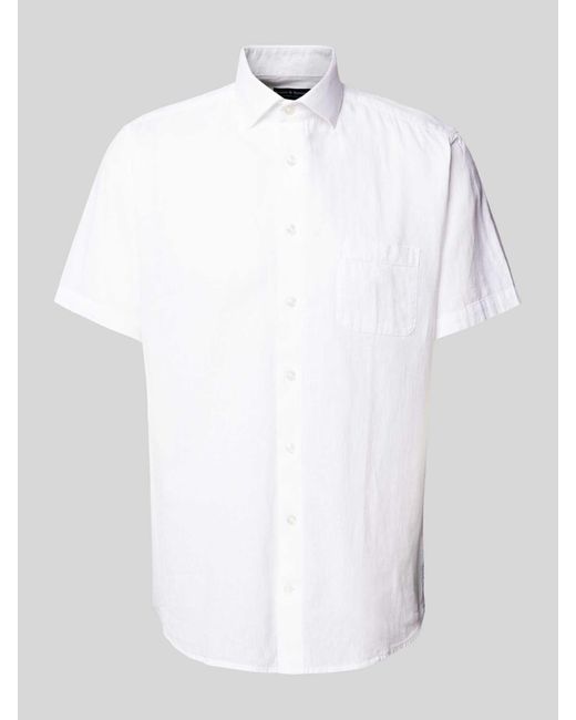 Bruun & Stengade Casual Modern Fit Linnen Overhemd Met Borstzak in het White voor heren
