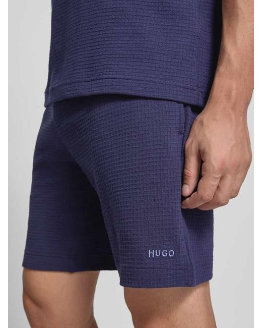 HUGO Regular Fit Sweatshorts aus Baumwoll-Mix Modell 'AUSTIN SHORTS' in Blue für Herren
