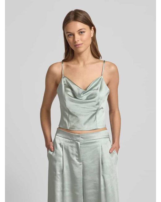 Jake*s Green Crop Top mit Wasserfallausschnitt und Schnürung