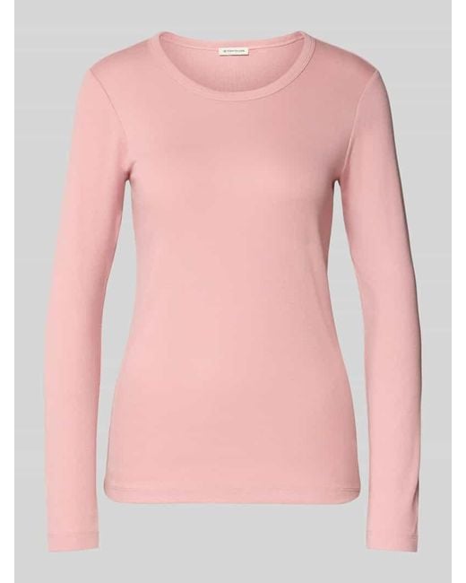 Tom Tailor Pink Regular Fit Langarmshirt aus Baumwoll-Mix