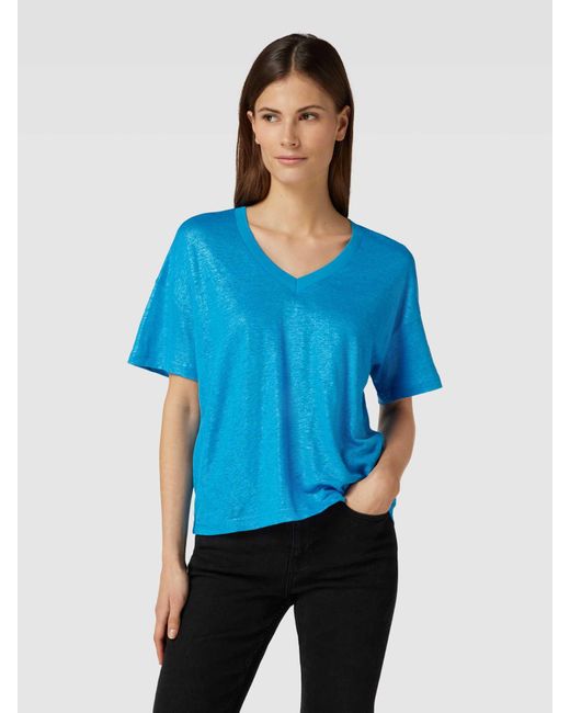 Mos Mosh Blue T-Shirt mit Effektgarn Modell 'Casa'