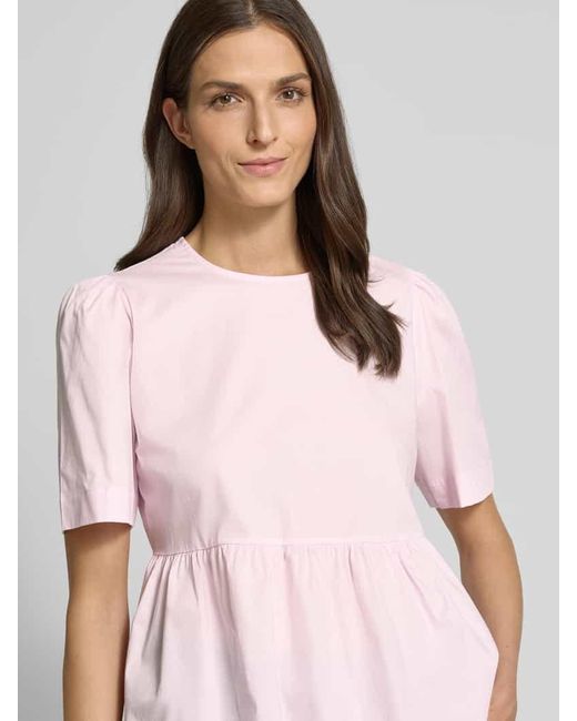 Rich & Royal Pink Bluse mit Rundhalsausschnitt und Knopfverschluss