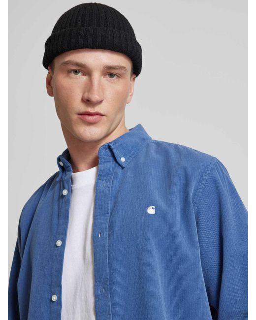 Carhartt Regular Fit Corduroy Overhemd Met Logostitching in het Blue voor heren