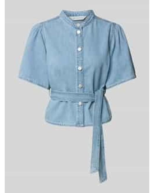 MSCH Copenhagen Regular Fit Jeansblouse Met Strikceintuur in het Blue