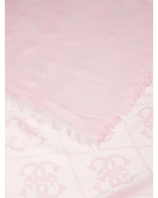 Guess Sjaal Met Logo- En Labelstitching in het Pink