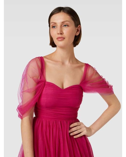 LACE & BEADS Pink Abendkleid im Off-Shoulder-Design