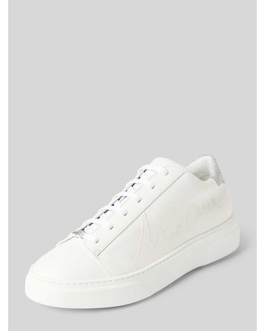 Marc Cain Bags & Shoes Leren Sneakers Met Labelstitching in het White