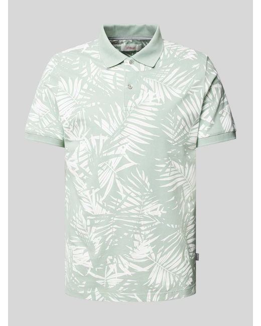 S.oliver Slim Fit Poloshirt mit Label-Detail in Green für Herren