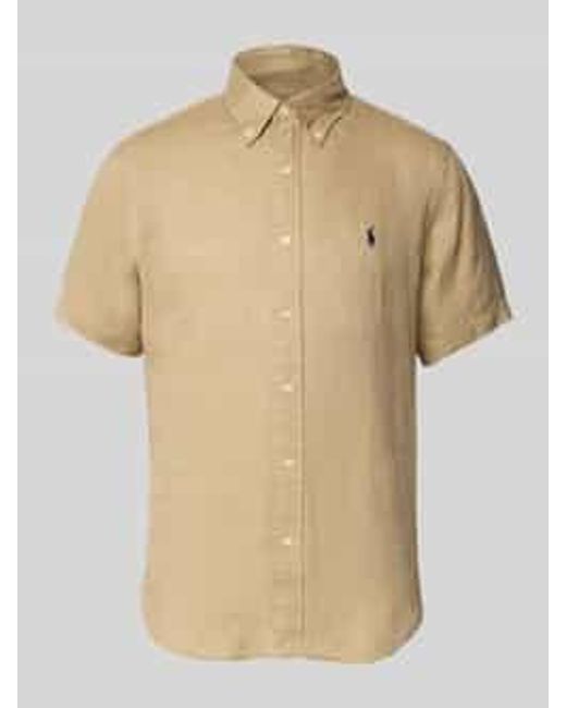 Polo Ralph Lauren Custom Fit Linnen Overhemd Met Button-downkraag in het Natural voor heren